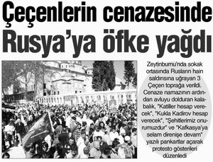 Çeçenlerin Cenazesinde Rusya'ya Öfke Yağdı