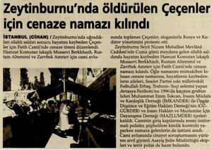 Zeytinburnu'nda Öldürülen Çeçenler İçin Cenaze Namazı Kılındı