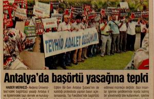 Antalya'da Başörtü Yasağına Tepki