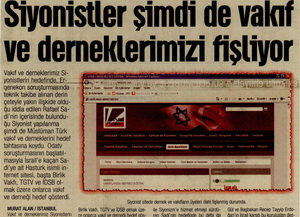Siyonistler Şimdi de Vakıf ve Derneklerimizi Fişliyor