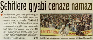 Şehitlere Gıyabi Cenaze Namazı