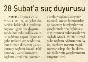 28 Şubat'a Suç Duyurusu