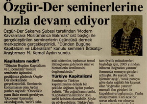 Özgür-Der Seminerlerine Hızla Devam Ediyor
