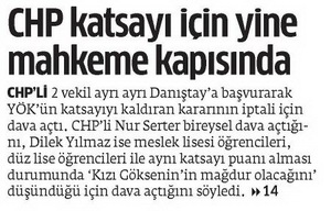 CHP Katsayı İçin Yine Mahkeme Kapısında