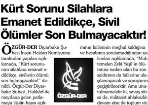 Kürt Sorunu Silahlara Emanet Edilemez!