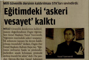 Milli Güvenlik Dersinin Kaldırılması Stk'ları Sevindirdi
