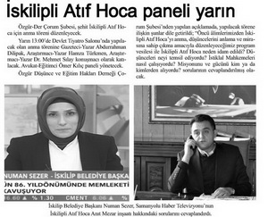 İskilipli Atıf Hoca Paneli Yarın