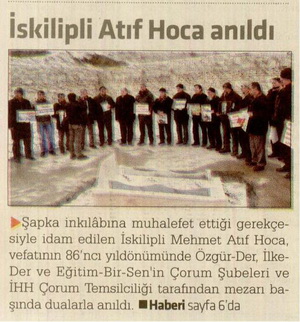 İskilipli Atıf Hoca Anıldı