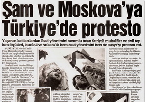 Şam ve Moskova'ya Türkiye'de Protesto