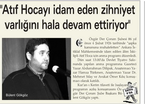 'Atıf Hocayı İdam Eden Zihniyet Varlığını Hala Devam Ettiriyor"