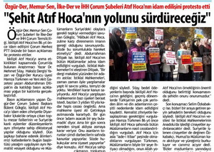 ''Şehit Atıf Hoca'nın Yolunu Sürdüreceğiz''