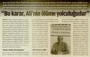 "Bu Karar, Ali'nin Ölüme Yolculuğudur"