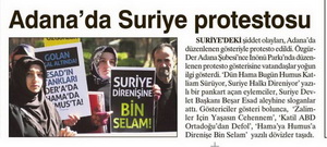 Adana'da Suriye Protestosu