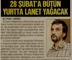 28 Şubata Bütün Yurtta Lanet Yağacak