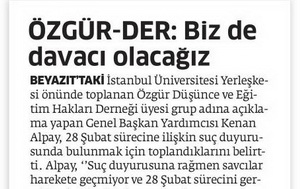 Özgür-Der: Biz de Davacı Olacağız