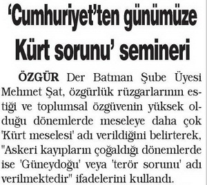 'Cumhuriyetten Günümüze Kürt Sorunu' Semineri