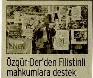 Özgür-Der'den Filistinli Mahkumlara Destek