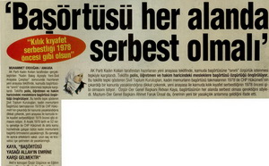 Başörtüsü Her Alanda Serbest Olmalı