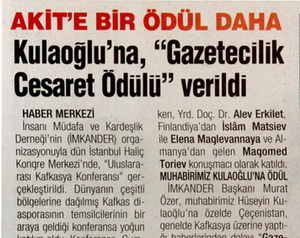 Akit'e Bir Ödül Daha