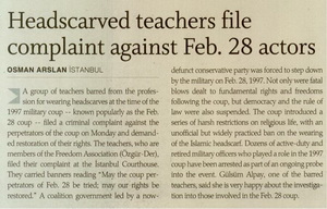 Headscarved Teachers File Complaint Against Feb.28 Actors