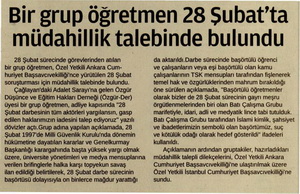 Bir Grup Öğretmen 28 Şubat'ta Müdahillik Talebinde Bulundu