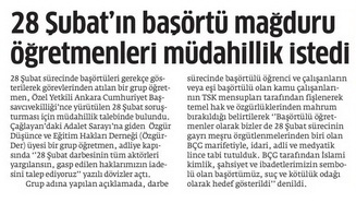 28 Şubatın Başörtü Mağduru Öğretmenleri Müdahillik İstedi
