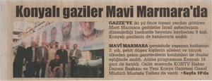 Konyalı Gaziler Mavi Marmara'da