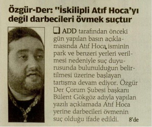 İskilipli Atıf Hoca'yı Değil Darbecileri Övmek Suçtur
