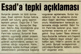 Esad'a Tepki Açıklaması