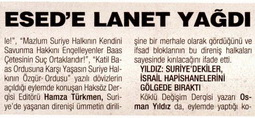 Esed'e Lanet Yağdı