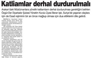 Katliamlar Derhal Durdurulmalı