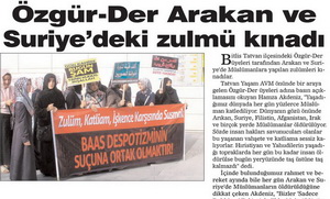 Özgür-Der Arakan ve Suriye'deki Zulmü Kınadı