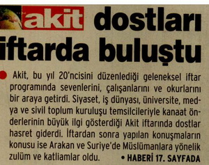 Akit Dostları İftarda Buluştu
