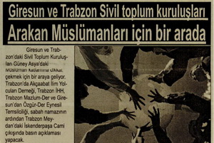 Giresun Ve Trabzon’da Arakan’a Destek