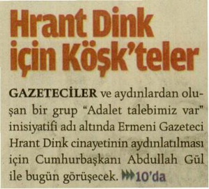 Hrant Dink İçin Köşkteler