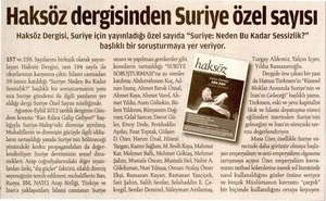Haksöz Dergisinden Suriye Özel Sayısı