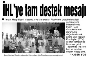 İHL'ye Tam Destek Mesajı