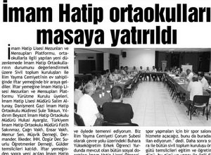 İmam Hatip Ortaokulları Masaya Yatırıldı