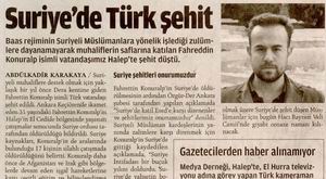 Suriye'de Türk Şehit