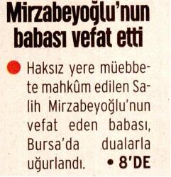 Mirzabeyoglu'nun Babası Vefat Etti