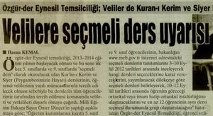 Velilere Seçmeli Ders Uyarısı