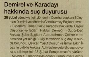 Demirel Ve Karadayı Hakkında Suç Duyurusu