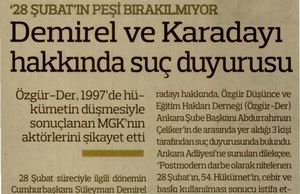 Demirel ve Karadayı Hakkında Suç Duyurusu