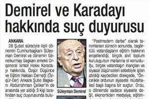 Demirel ve Karadayı Hakkında Suç Duyurusu