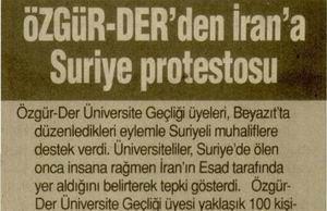 Özgür-Der'den İran'a Suriye Protestosu
