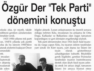 Özgür-Der "Tek Parti Dönemini Konuştu