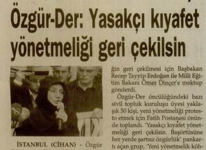 Yasakçı Kıyafet Yönetmeliği Geri Çekilsin