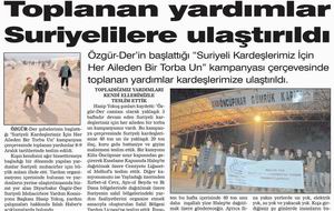 Toplanan Yardımlar Suriyelilere Ulaştırıldı