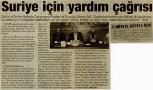 Suriye İçin Yardım Çağrısı
