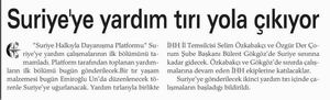 Suriye'ye Yardım Tırı Yola Çıkıyor